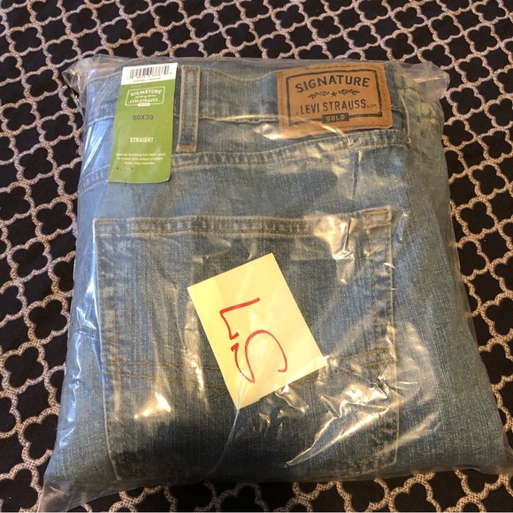 Levi Strauss Straight Jeans Adult Mens Sz 50 X 30 Blue Denim Signature Gold Flex - Picture 3 of 7